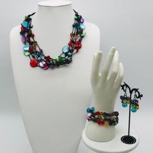 Vintage Premier Designs Parure Chunky Hand Knotted Fun Bold Statement Jewelry